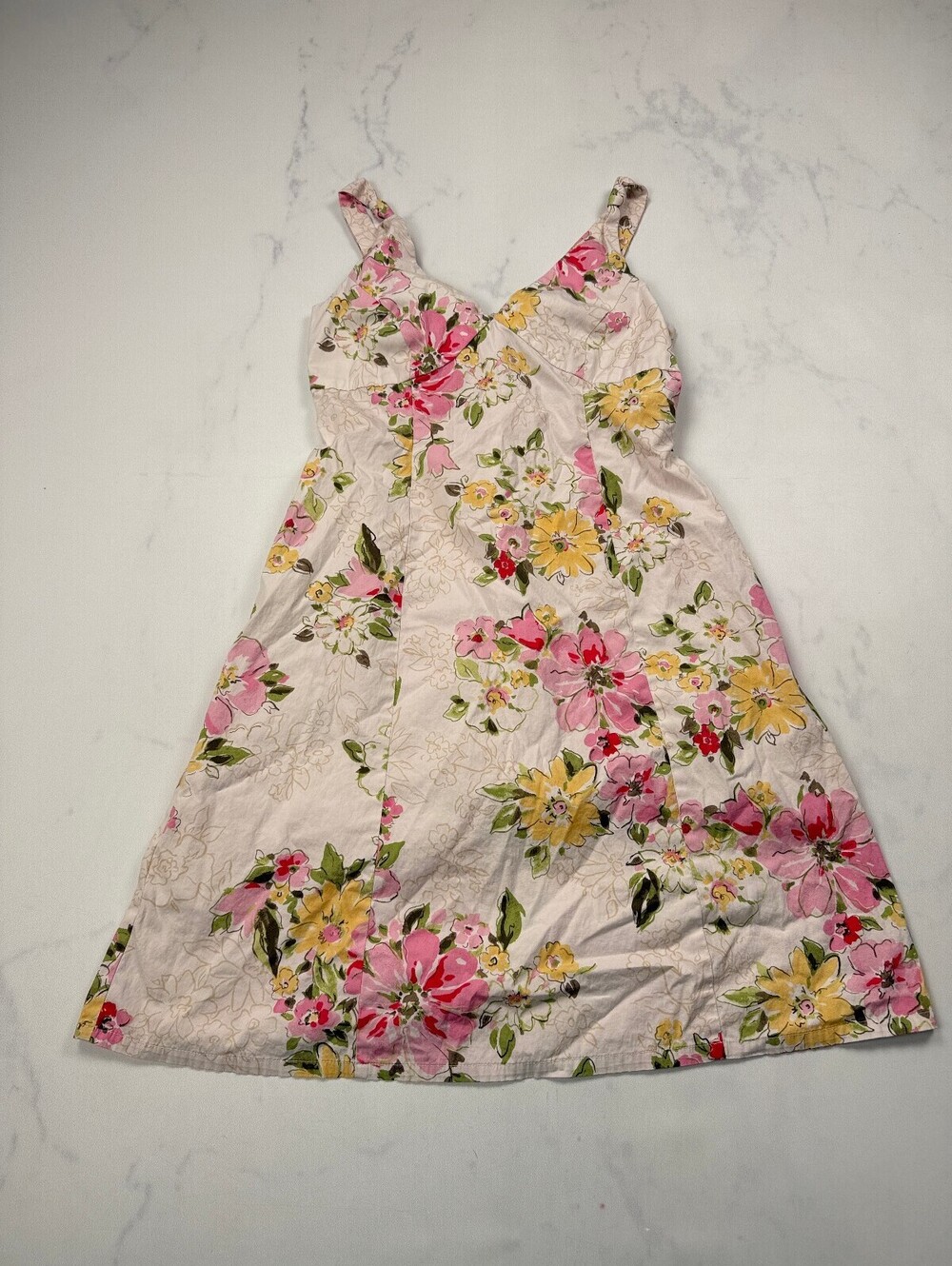 Eddie Bauer Floral Print Midi Dress Pastel 90S VTG A Line - Womens Petite 8